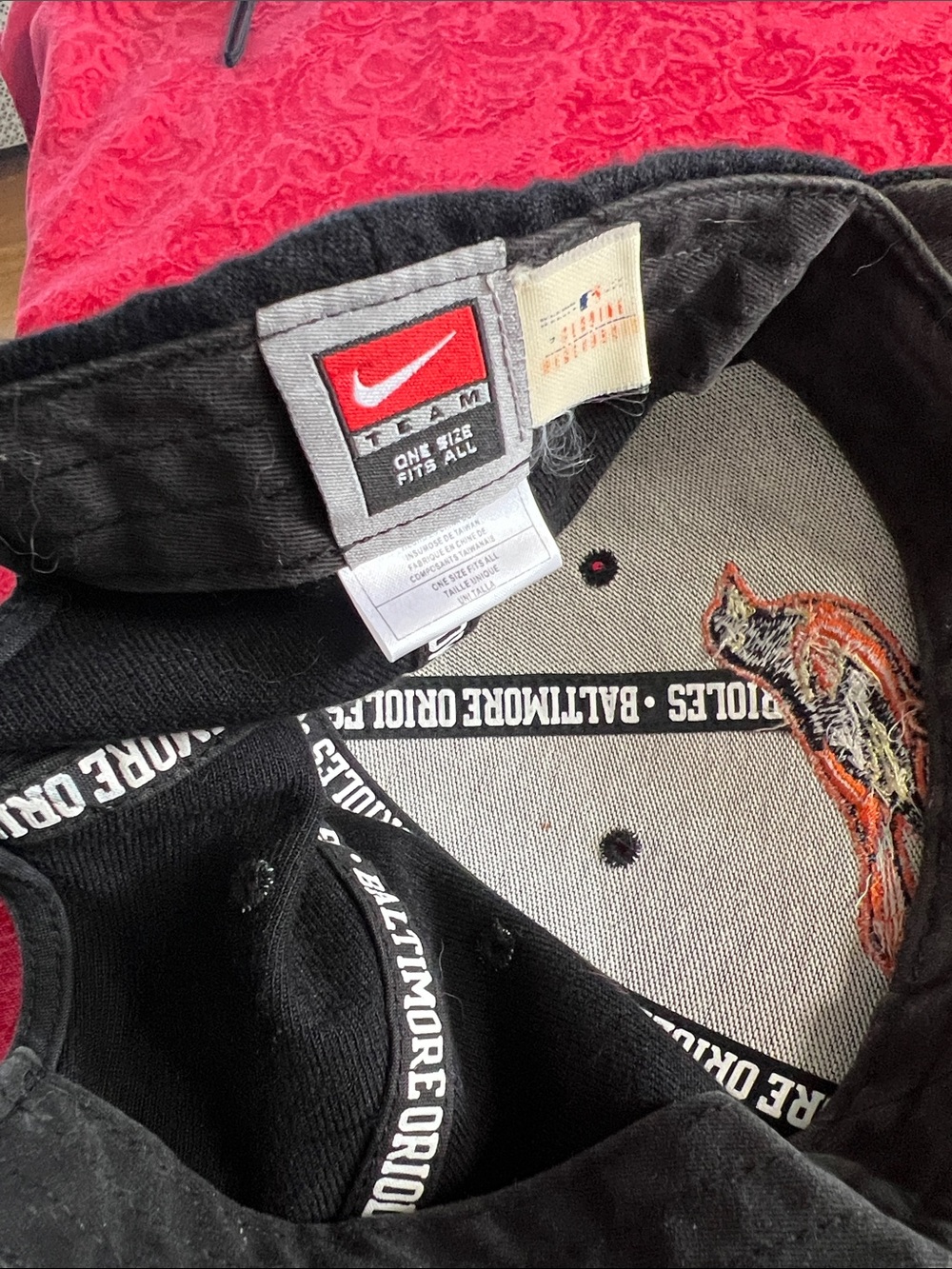 Nike Team Baltimore Orioles Adjustable Hat Black Orange Bird Logo Cap - Picture 6 of 10